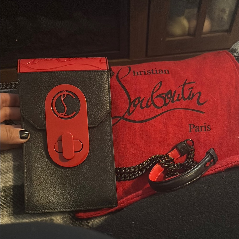 Christian Louboutin Black and Red Crossbody Bag